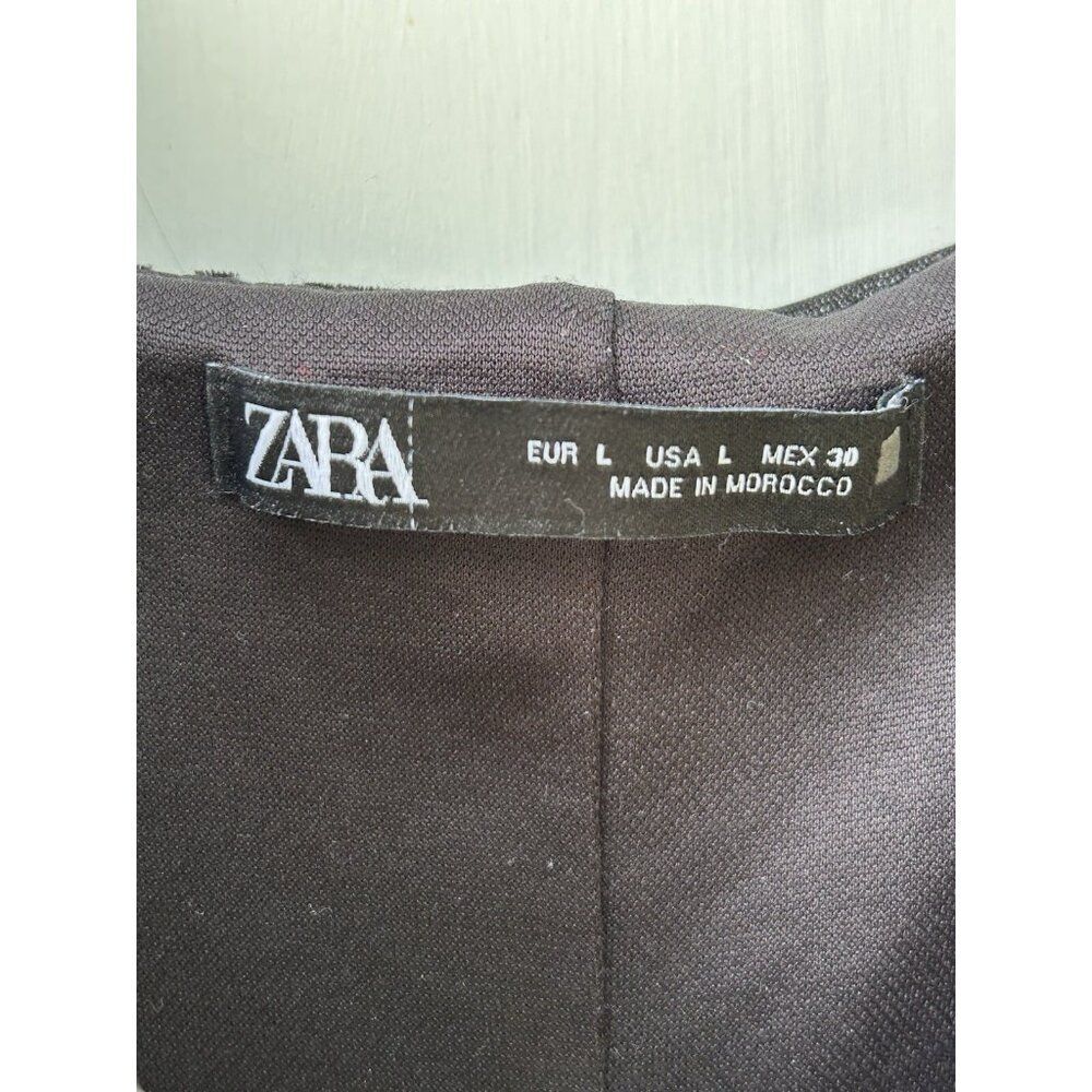 Zara Velvet Feel Printed Asymmetrical Dress with Side Buckle Size Large - Picture 5 of 16